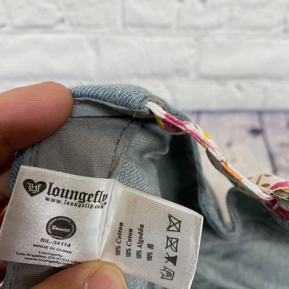 Hello Kitty Distressed Hat Cap Strap Back Blue Sanrio Embroidered Spell Out - Picture 12 of 14